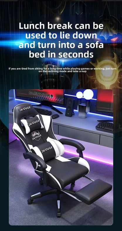 Silla gaming ergonómica para oficina en casa, largas jornadas y streamers, ajustable, reclinable, ligera y duradera