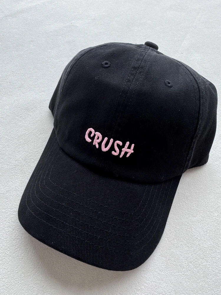 Cappellini da baseball unisex ricamati "crush" neri con iniziali ricamate, modello "Dad Hat", 100% cotone, per tutte le stagioni