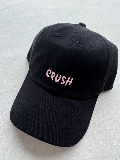 Cappellini da baseball unisex ricamati "crush" neri con iniziali ricamate, modello "Dad Hat", 100% cotone, per tutte le stagioni