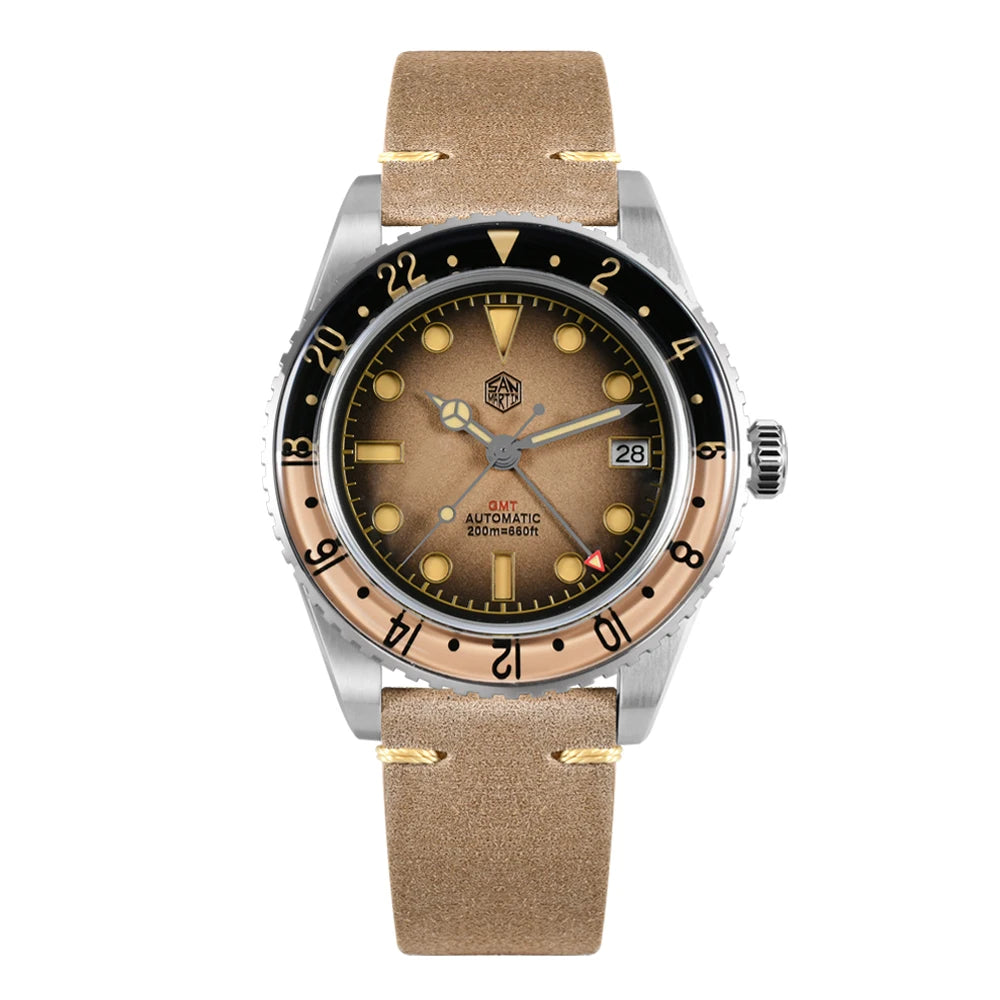 San Martin 2025 Men's Watches, Retro NH34 GMT Sandwich Dial, 40mm Bidirectional Sapphire Bezel, Luxury Sports Watch, 20Bar