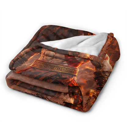 God of War Games Kratos Cartoon  Blanket  Warm Soft Pattern Plush Throw Blanket For Couch Chair Sofa Bed Bedspread Bed Cover