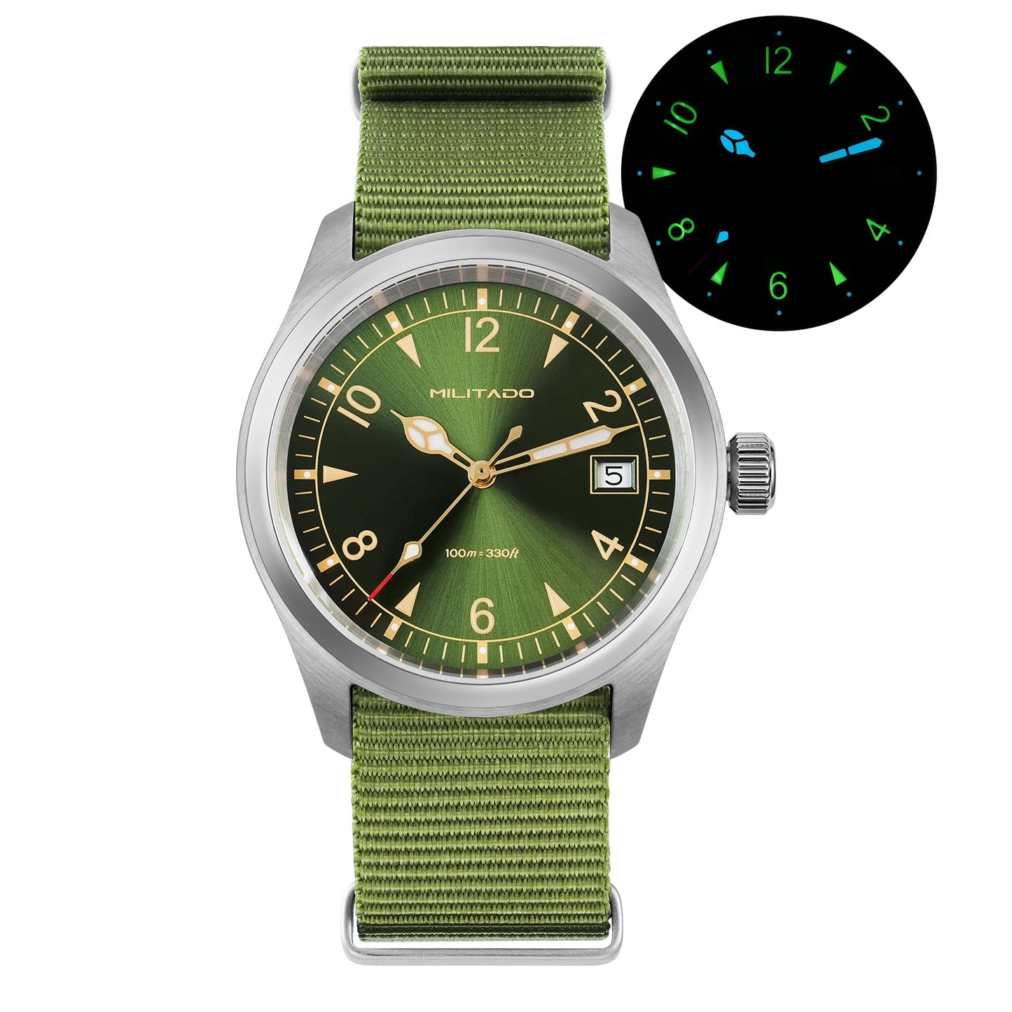 Militado ML08 Quartz Watch Ronda 515/VH31 Movement Domed Sapphire Wristwatch BGW9 Luminous 10Bar Waterproof 38mm Vintage Watches