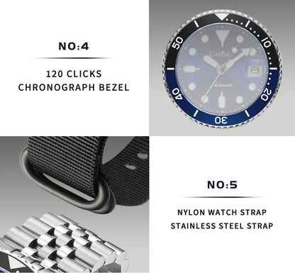 CADISEN New Luminous Men Mechanical Wristwatches Ceramic Bezel Sapphire Glass Automatic Watch Men Relogio Masculino