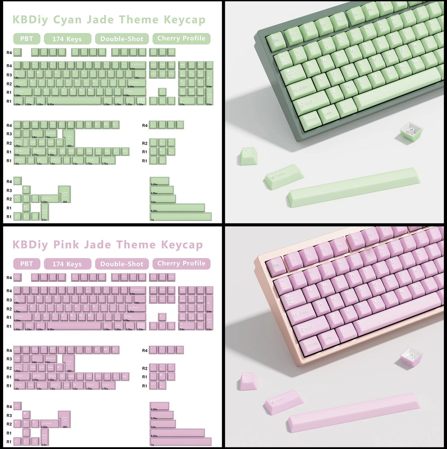 KBDiy GMK MarrsGreen Keycap teclas ISO de PBT double shot con perfil Cherry para kit DIY de teclado mecánico gamer Gaming Point KeyCap