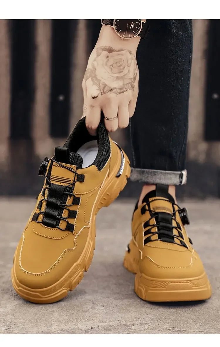 Summer Men's Casual Shoes Leather Men's Sneakers Comfortable Soft Male Work Board Shoes Platform Shoes for Men Men's Sneakers