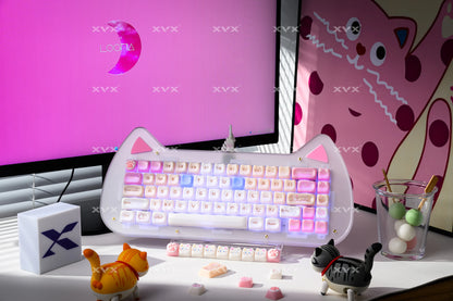 XVX 148 teclas teclas con temática de gatos perfil MAO, teclas coreanas brillantes y adorables para teclado 61 64 68 78 87 96 98 104 108