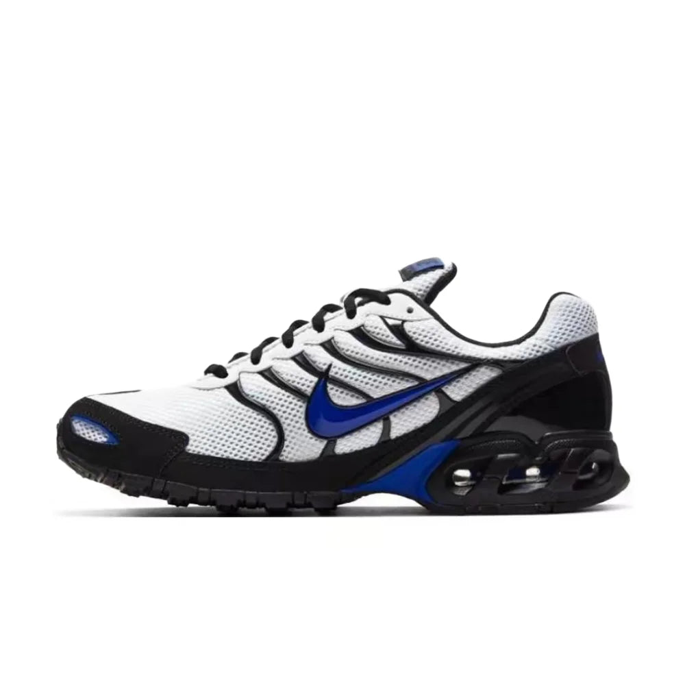 „Nike Air Max Torch 4“ vyriški žemi sportiniai bėgimo bateliai – juodi/balti/mėlyni, kvėpuojanti konstrukcija, visos dienos komfortas CW7026-100