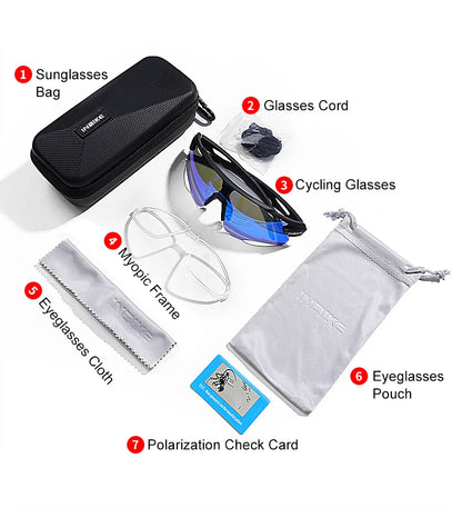 INBIKE 2025 MTB Cycling Sunglasses Polarized UV Protection for Road Biking Mountain Bike Running Hiking Outdoor Sports Glasses