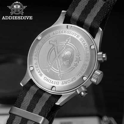 Relógio Masculino ADDIESDIVE 2025 New Panda Eye Retro Luxo VK64 Quartz, Cronógrafo Desportivo, 100M Impermeável, Luminoso