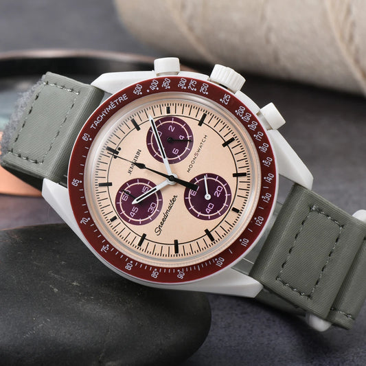 Original Brand Quartz Watches Multifunction Plastic Case Moonwatch For Mens Ladies Chronograph Explore Planet AAA Clocks
