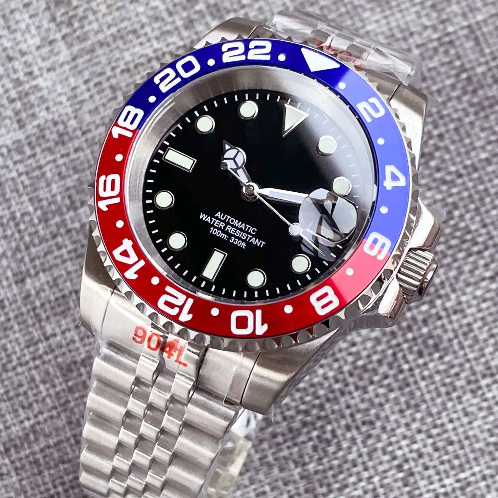Orologio da uomo automatico 200m impermeabile Miyota8215, orologio subacqueo 40mm con movimento meccanico, luminoso, cinturino Jubilee e fibbia Glide Lock