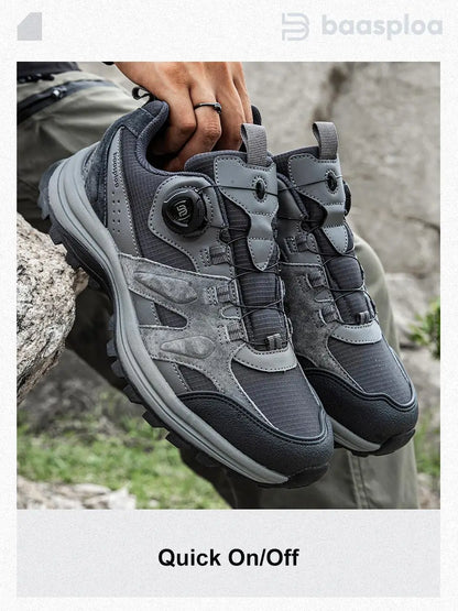 Baasploa Men Hiking Shoes Non-Slip Wear Resistant Outdoor Climbing Walking Shoes for Men Comfort Inner Cotton Outdoor Sneakers