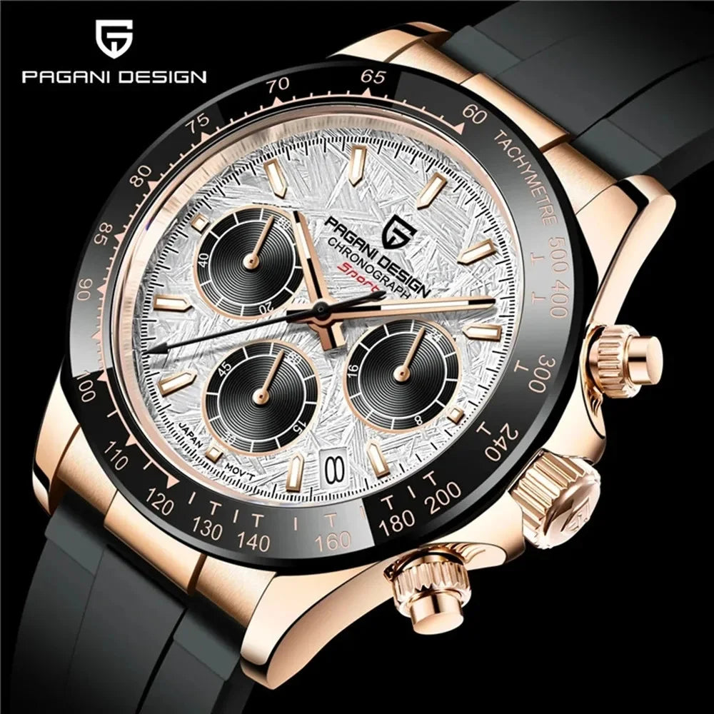 Nuevo original PAGANI DESIGN PD-1664 reloj de pulsera de lujo para hombre con movimiento de cuarzo japonés VK63, cristal de zafiro, cronógrafo impermeable dorado