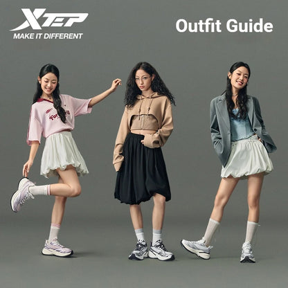 Sapatilhas Xtep Basque 3 para Mulher, Leves, Resistentes ao Desgaste, Modernas, Duráveis, com Sola Grossa, Casuais e Desportivas, 874218320006