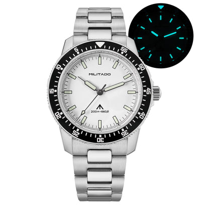 MILITADO ML25 Quartz Dive Watch VH31 Sweep Second Sapphire Crystal 200M Waterproof BGW9 Lume Ceramic Bezel Men Watch