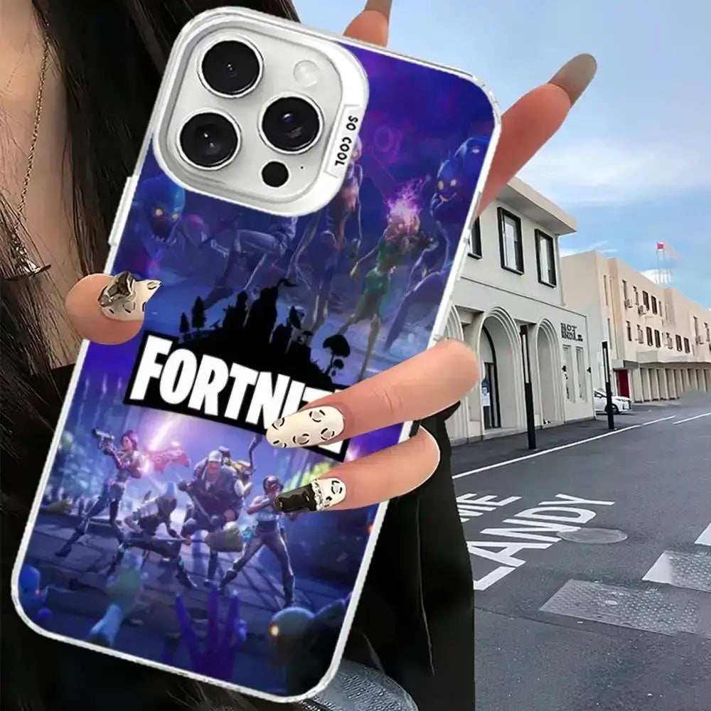 F-Fortnites Phone Case For iPhone 17, 16, 15, 14, 13, 12, 11 Pro Max Plus Color Silver Cover