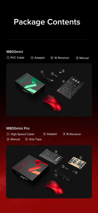 Delux M800mini Wireless Gaming Mouse, 46g Lightweight, PAW3395/PAW3311, 1KHz Polling Rate for Small to Medium Hand PC Gamer