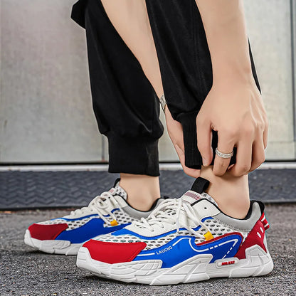 Men's Sports Shoes Summer Mesh Casual Fashion Lace-Up Walking Shoes 2026 New Youth Daily Commuting Comfortable Versatile Sneakers