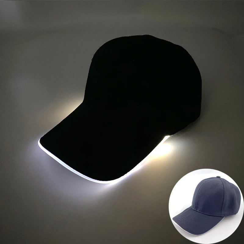 Gorra de béisbol luminosa LED de moda, gorra hip hop iluminada para bar y club, gorra fluorescente para hombre y mujer, accesorios para DJ, baile y disfraces