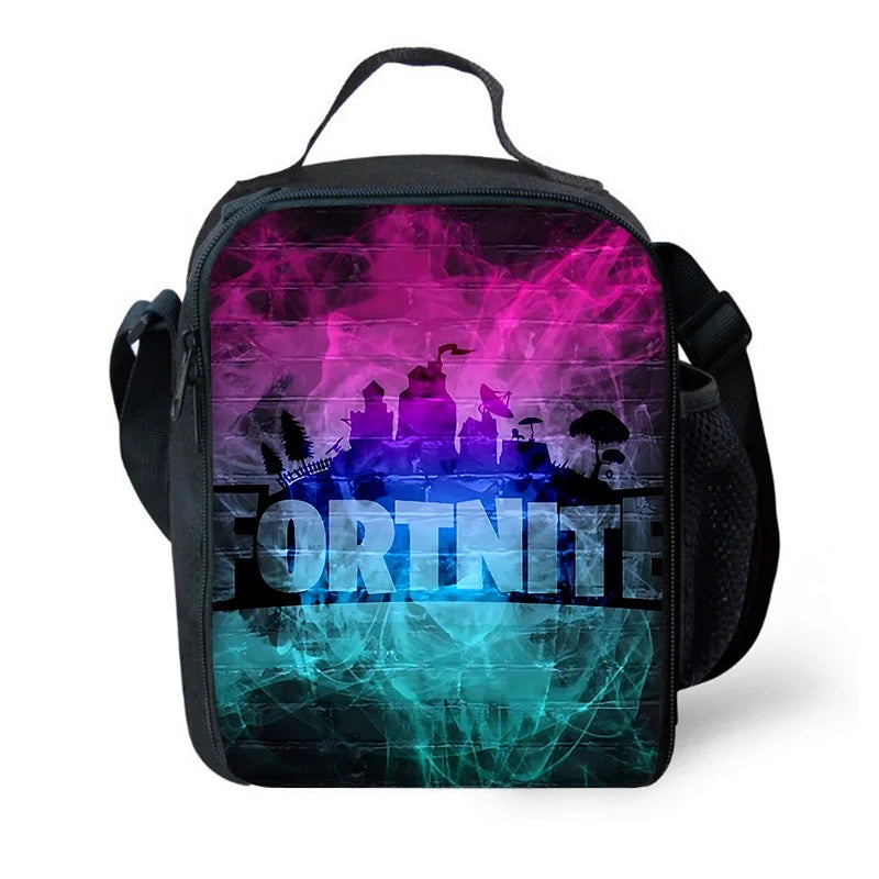 Popular Game Fortnite Child Insulated Large Capacity Bag for Boys and Girls Student Outdoor Reusable Thermal Cooler Lunch Box