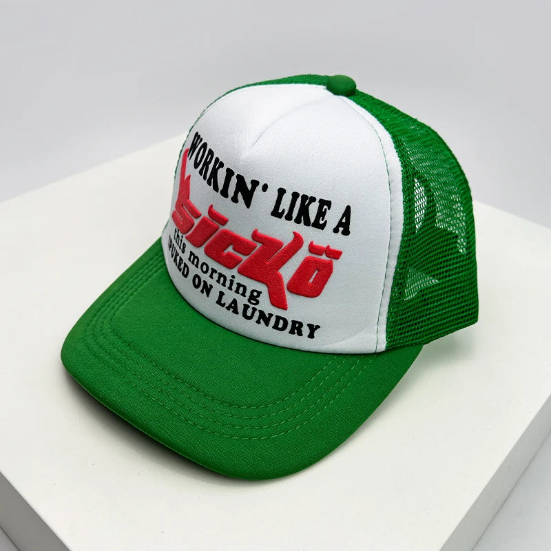 Trucker-Caps im amerikanischen Stil mit Cruise-Print, Anime-Motiven und neuem Schriftzug – atmungsaktive Baseballmützen mit Netzfutter für Herren und Damen, vielseitig kombinierbar