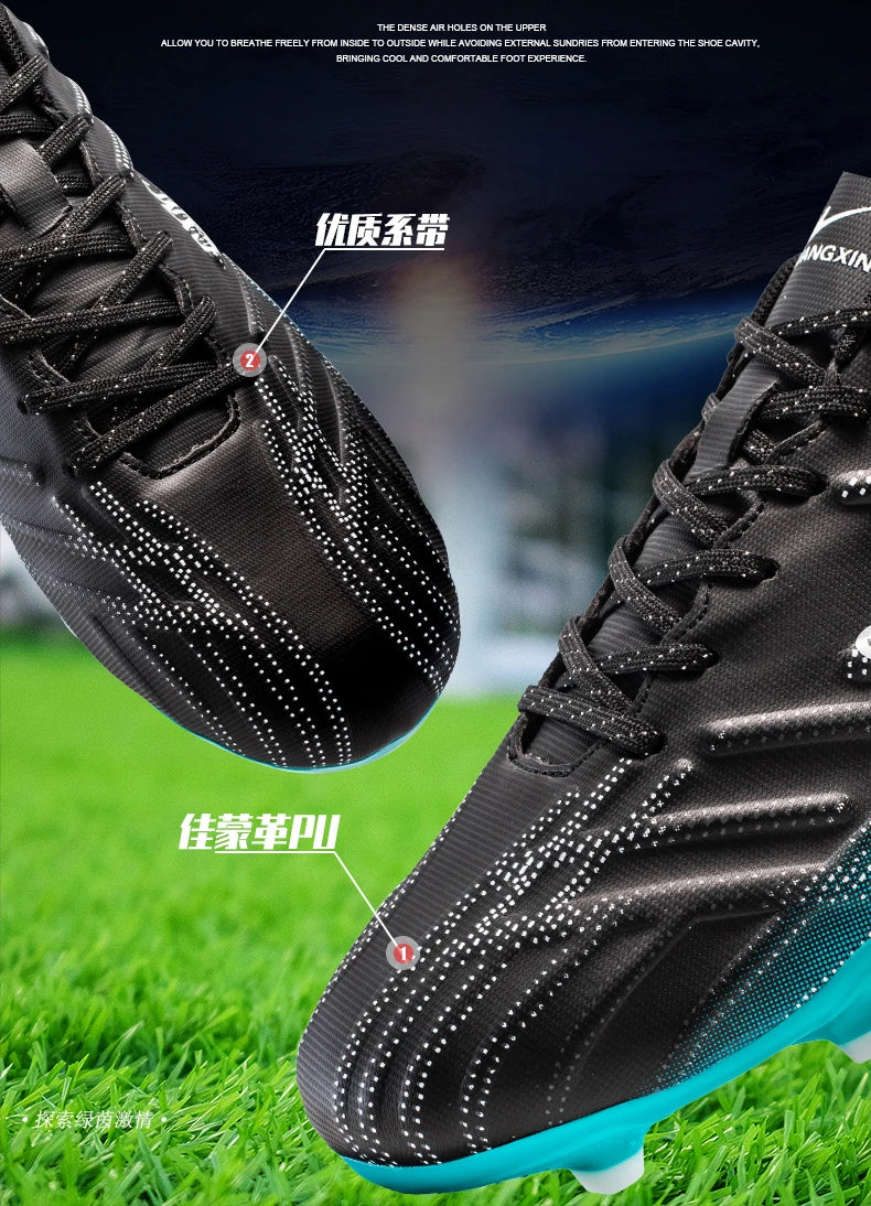 Double Star Adult Youth AG Soccer Cleats Non-Slip Durable Artificial and Natural Grass Football Shoes for Training and Matches Men Women