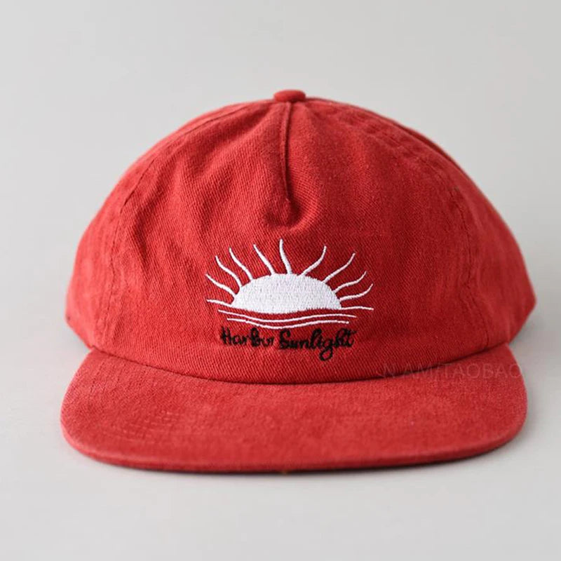 Casquette de baseball à visière plate mignonne pour femmes, hommes et adolescents, avec broderie « Sunrise », casquettes d'été et chapeaux de soleil