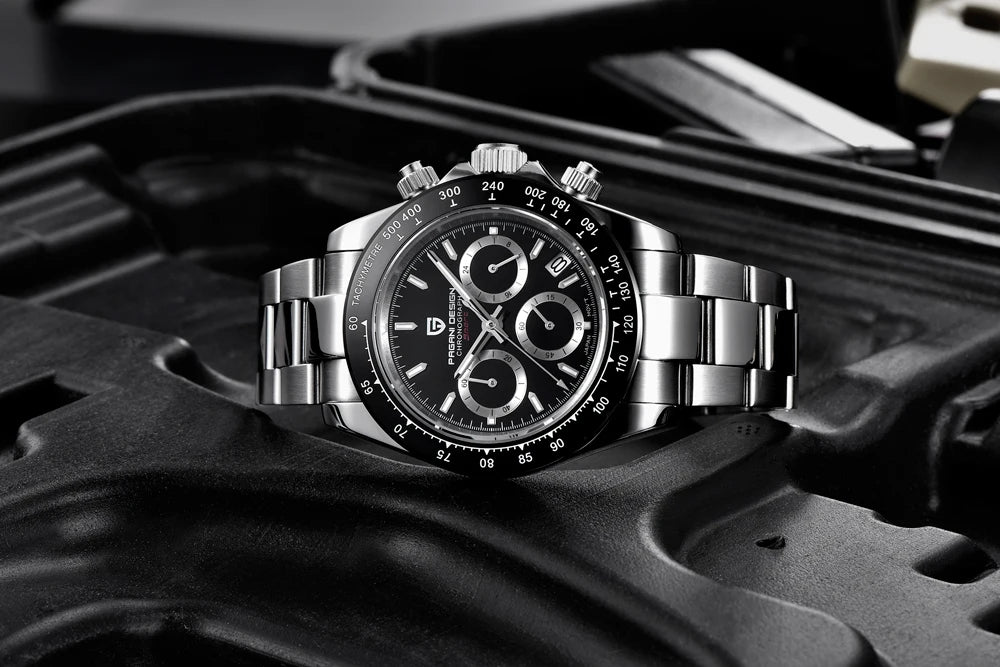 Ανδρικό ρολόι PAGANI DESIGN – Μοντέλο με πολύχρωμα καντράν, πολυτελές βραχιόλι ρολόι με μηχανισμό χαλαζία, χρονογράφος εξοπλισμένος με μηχανισμό