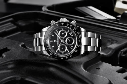 Ανδρικό ρολόι PAGANI DESIGN – Μοντέλο με πολύχρωμα καντράν, πολυτελές βραχιόλι ρολόι με μηχανισμό χαλαζία, χρονογράφος εξοπλισμένος με μηχανισμό