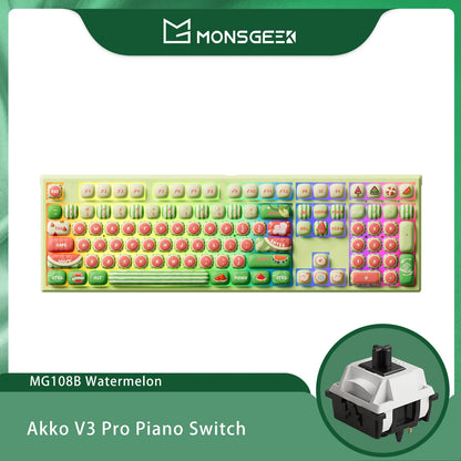 Teclado mecánico inalámbrico Akko MonsGeek MG108B Bun Wonderland, perfil MOG, RGB, 108 teclas, tamaño completo, hot swap, USB / 2.4G / BT 5.0