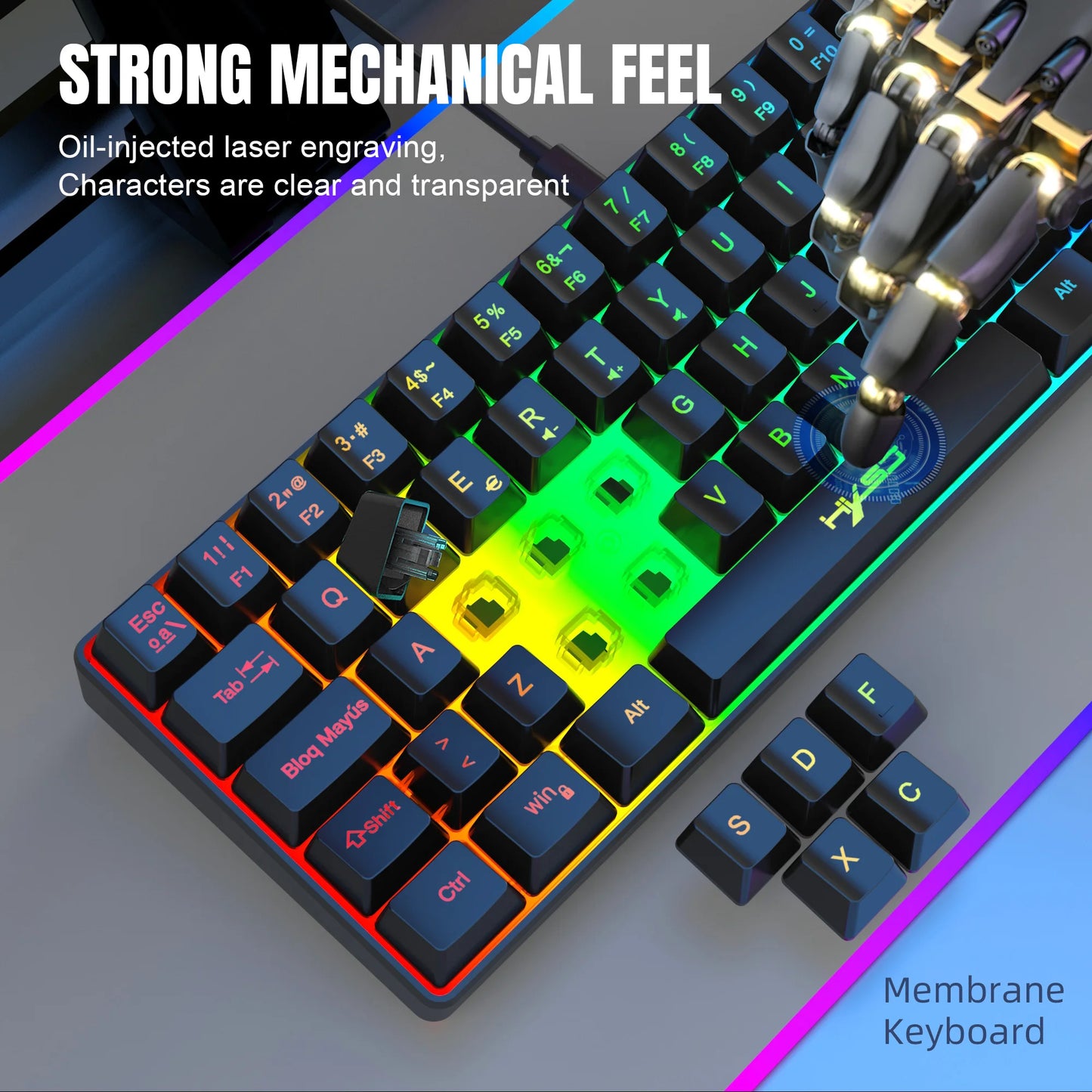Offerta imperdibile! Tastiera gaming cablata spagnola a 69 tasti con retroilluminazione RGB, design compatto 68%, un accessorio indispensabile per professionisti e gamer