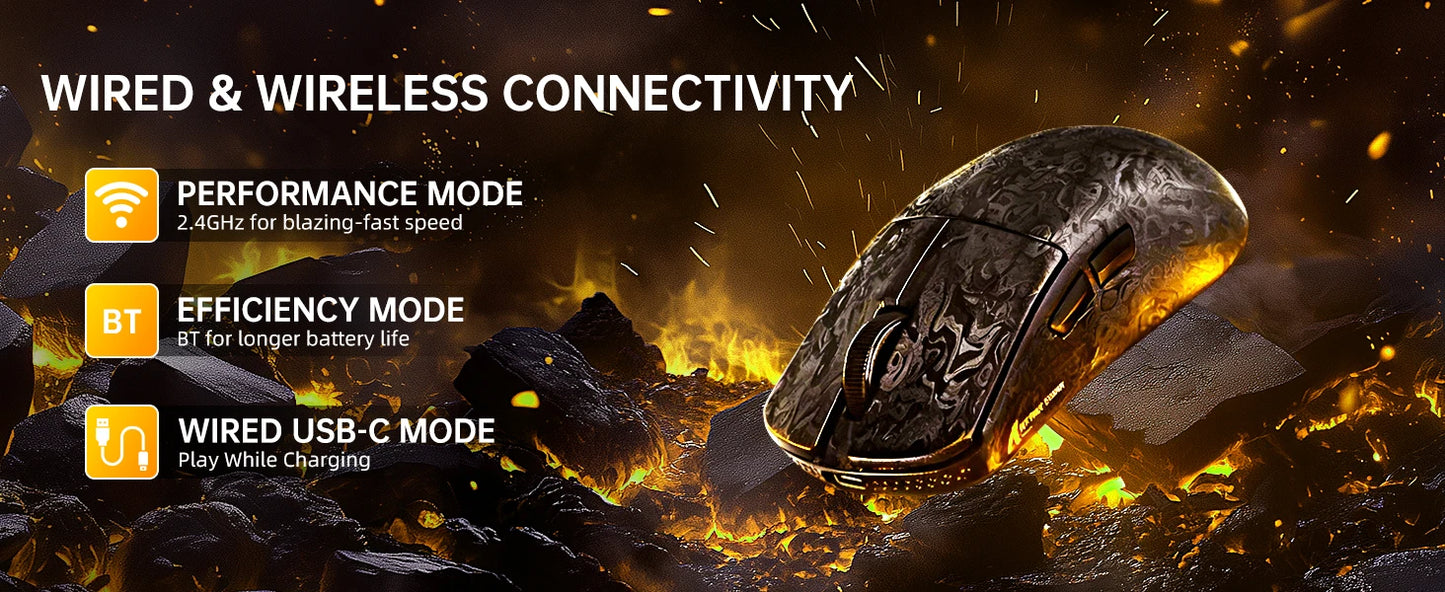 Rato Gaming Sem Fios ATTACK SHARK R11 ULTRA em Fibra de Carbono, 8000Hz, PAW3950MAX, 42000DPI, Leve 49g, 20000FPS, Nordic 52840