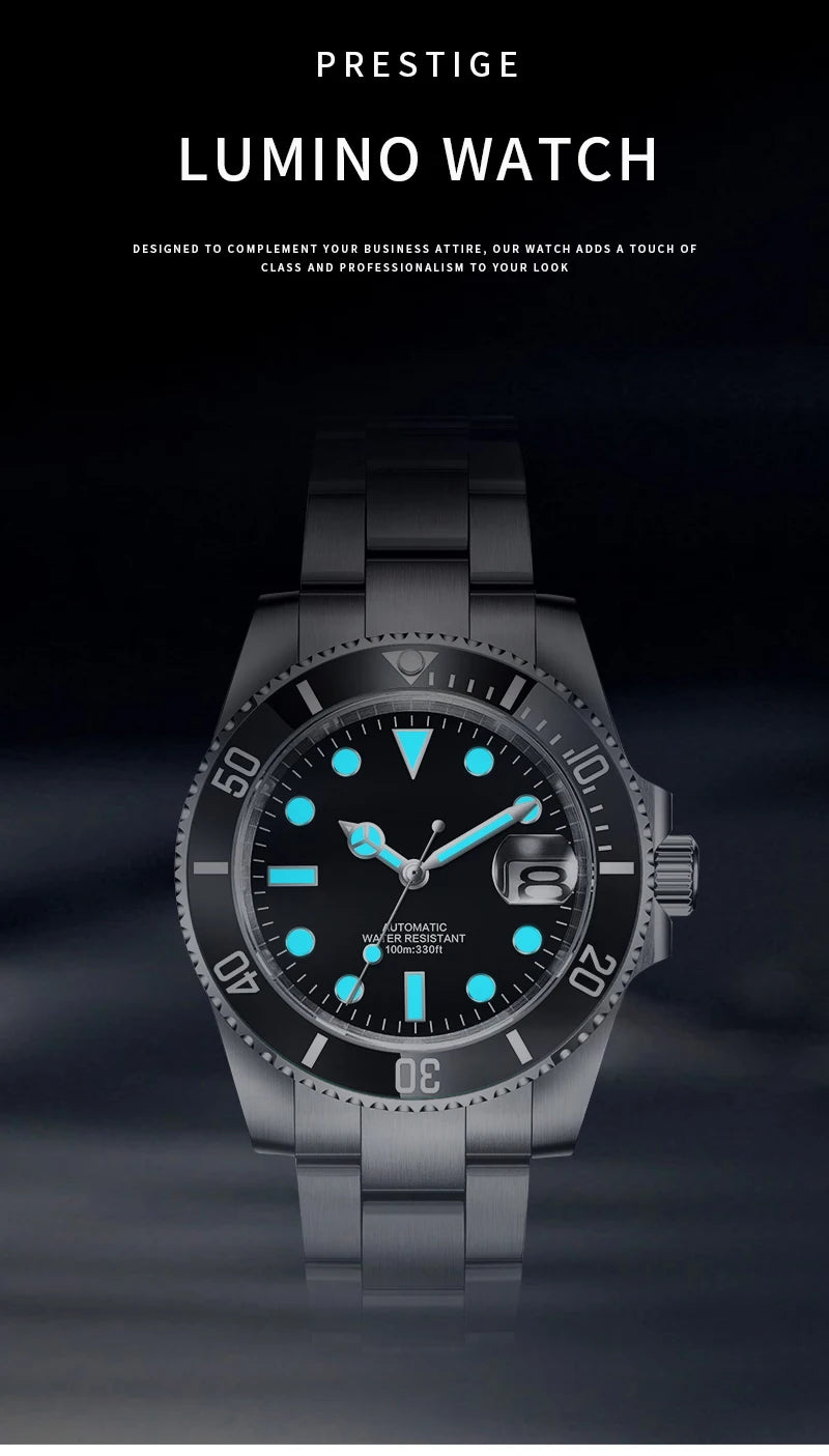 Customized Logo Men's Mechanical Automatic Wristwatch NH35 Movement 40mm Dial 100M Waterproof Sapphire Glass DIY Corgeut