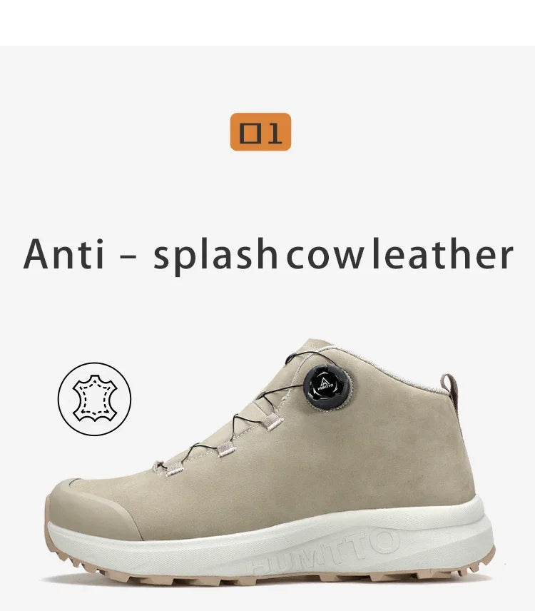 Zapatos de cuero HUMTTO para hombre, calzado deportivo de invierno para camping y actividades al aire libre, botas de trekking transpirables, zapatillas de senderismo antideslizantes para hombre