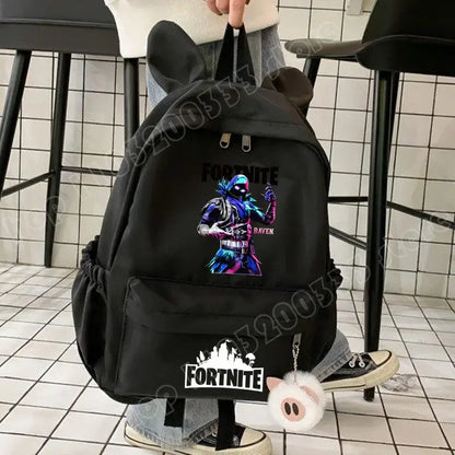 New Fortnite Cartoon Backpack Boy Girl Casual Schoolbag Large Capacity Student Bag Rabbit Ears Travel Backpack Stationary Gift