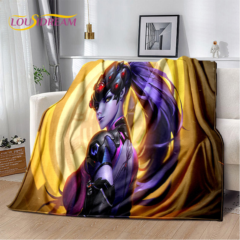Overwatch Game Gamer D.Va Reaper Soft Plush Blanket, Flannel Blanket Throw Blanket for Living Room Bedroom Bed Sofa Picnic Kid 3D