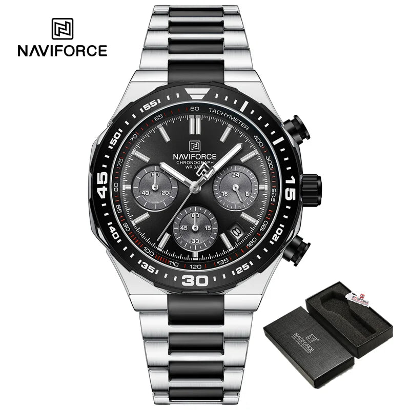 NAVIFORCE Men's Watches Quartz Fashion Business Classic Water Resistant Stainless Steel Strap WristWatch New Male Clock in 2024