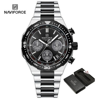NAVIFORCE Men's Watches Quartz Fashion Business Classic Water Resistant Stainless Steel Strap WristWatch New Male Clock in 2024