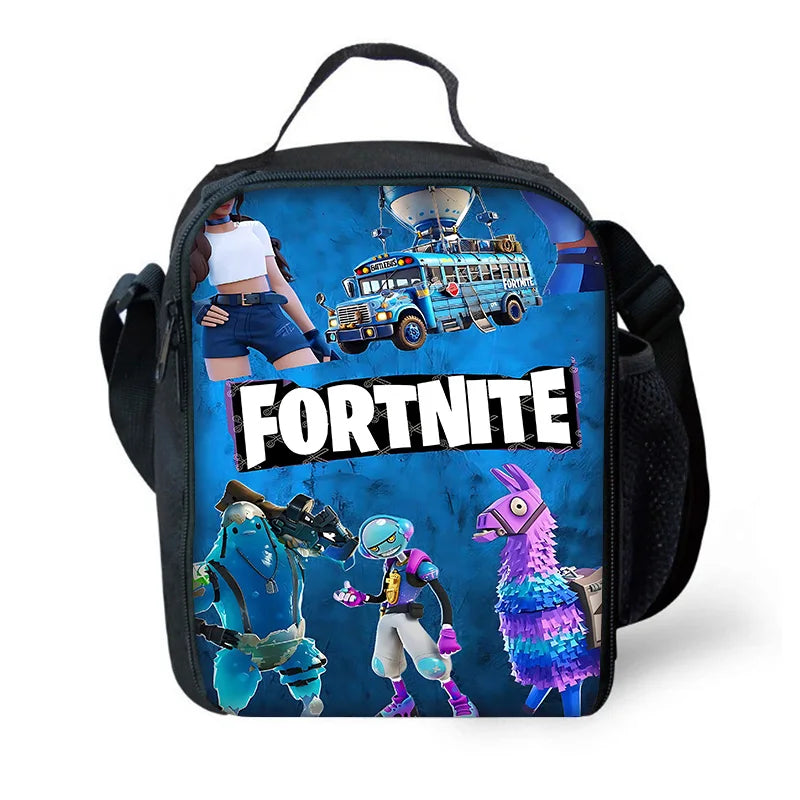 Popular Game Fortnite Child Insulated Large Capacity Bag for Boys and Girls Student Outdoor Reusable Thermal Cooler Lunch Box
