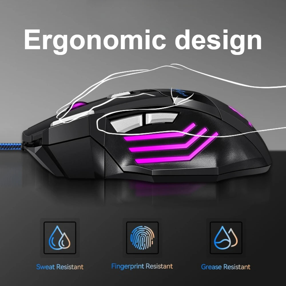 T-WOLF Wired Gaming Mouse 7-Button RGB Backlit Ergonomic Mechanical Mouse for PC Gamer