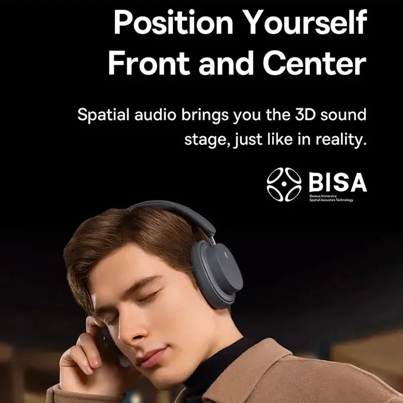 Baseus Wireless Bluetooth 5.3 Over-Ear Headphones – HiFi 40mm Driver, 70H Playtime Foldable Headset with Spatial Audio