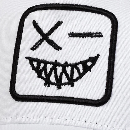 Unisex X Smiling Face Teeth Embroidery Baseball Net Caps Spring Summer Outdoor Sunscreen Hat Adjustable Casual Trucker Hats