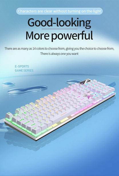 Teclado gaming USB con cable y retroiluminación, teclado gamer de 104 teclas para ordenador/portátil/PC, diseño ergonómico, accesorio gaming para oficina