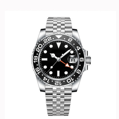 40MM Custom Logo New Men Quart Wristwatch Jubilee Stainless Quartz GMT Watch Sapphire Glass Men Watches Waterproof Luminous
