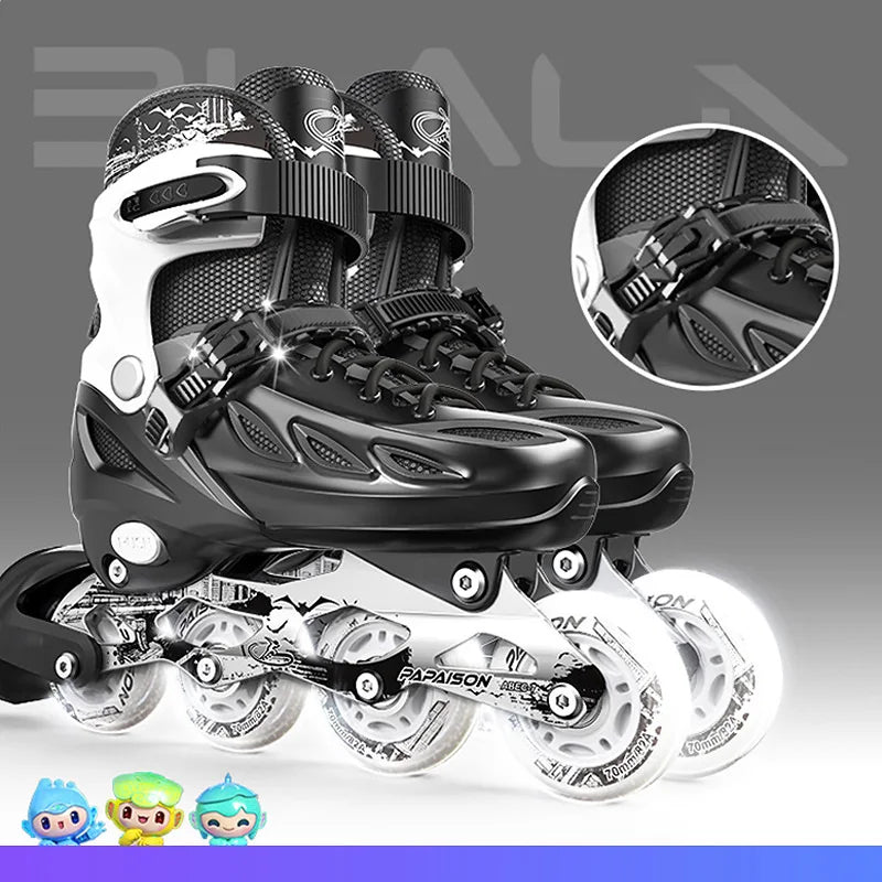Inline Skates Boy Black Adjustable Size Pink Girl Children Sports Rollerblades High Speed New LED Light-Up Professional