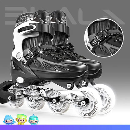 Inline Skates Boy Black Adjustable Size Pink Girl Children Sports Rollerblades High Speed New LED Light-Up Professional