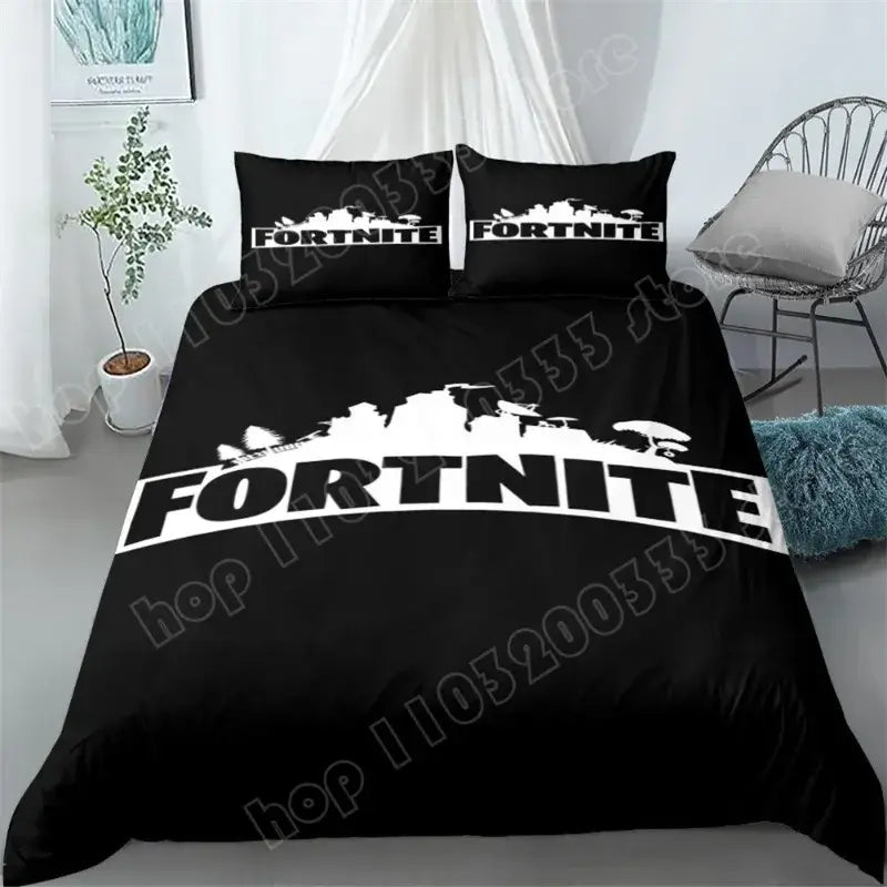 Fortnite Bedding Set 3pcs 3D Printed Bedroom Bed Linens Game Cartoon Decorative Bedding Duvet Cover Pillowcase Birthday Gift