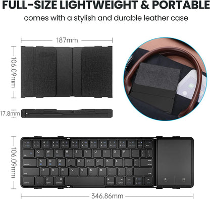 JOMAA Foldable Bluetooth Wireless Keyboard With Touchpad Portable Rechargeable 63 Keys Slim Keyboard for Windows 7/8/10/iOS