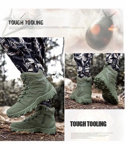 Botas tácticas mejoradas de entrenamiento de combate para hombre, calzado outdoor para camping antidesgaste de respuesta rápida, zapatillas de senderismo para pesca y caza para hombre