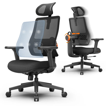 NEWTRAL MAGICH003 Ergonomic Office Chair, Adaptive Lower Back Support Gamer Chair, Adjustable Headrest Seat Depth Office Chair